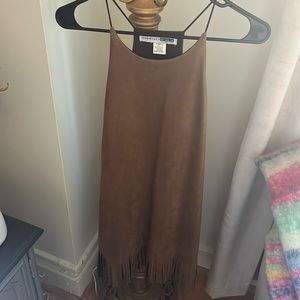 Necessary objects faux suede dress XS with fringe